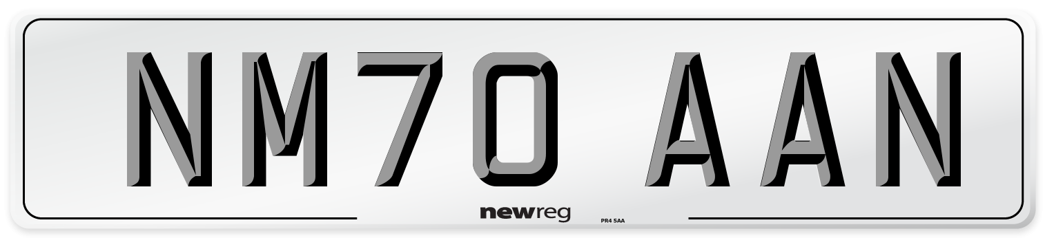 NM70 AAN Front Number Plate