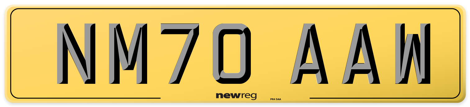 NM70 AAW Rear Number Plate