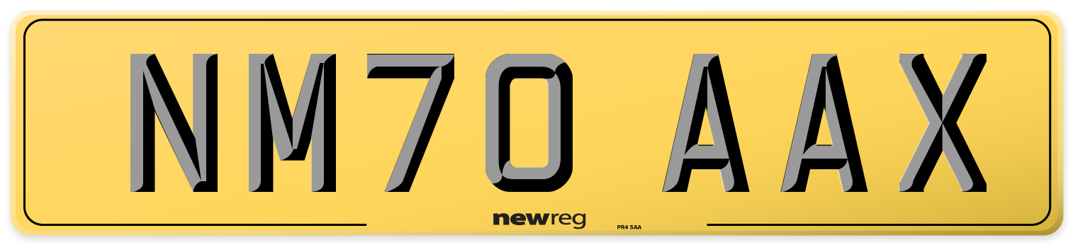 NM70 AAX Rear Number Plate