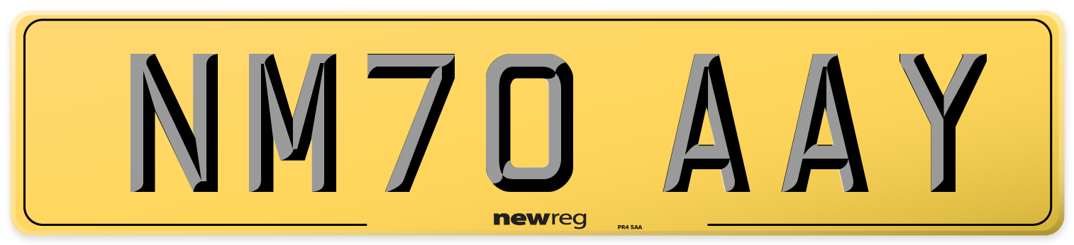 NM70 AAY Rear Number Plate