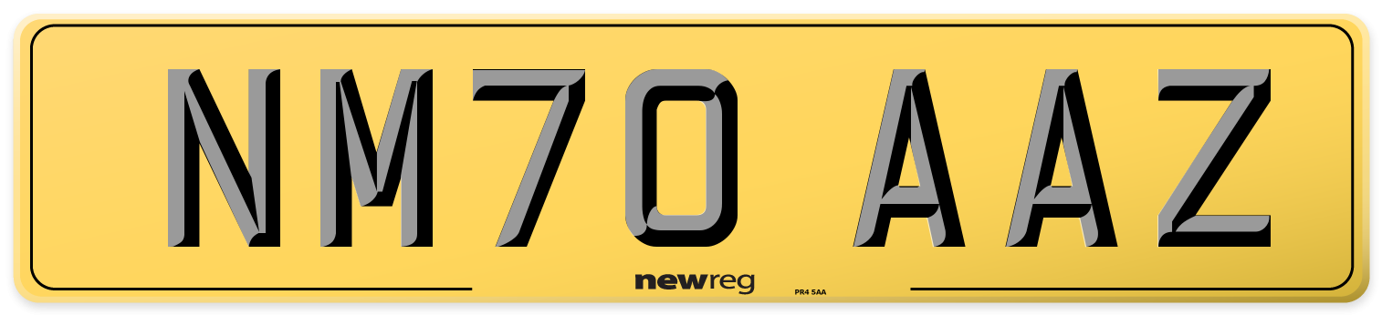 NM70 AAZ Rear Number Plate