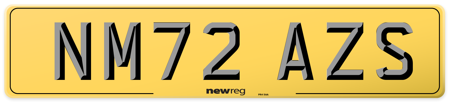 NM72 AZS Rear Number Plate