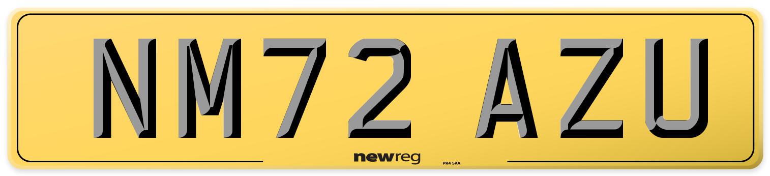 NM72 AZU Rear Number Plate