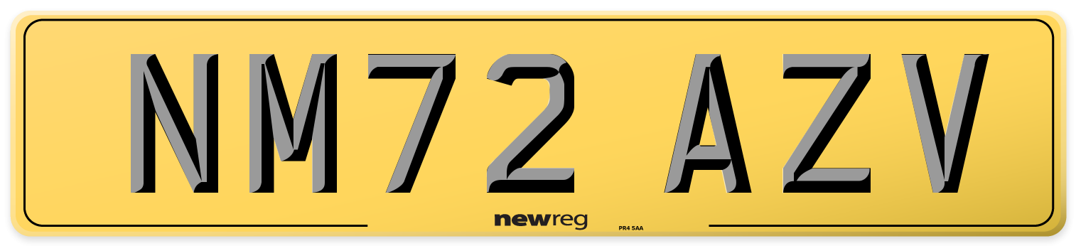 NM72 AZV Rear Number Plate