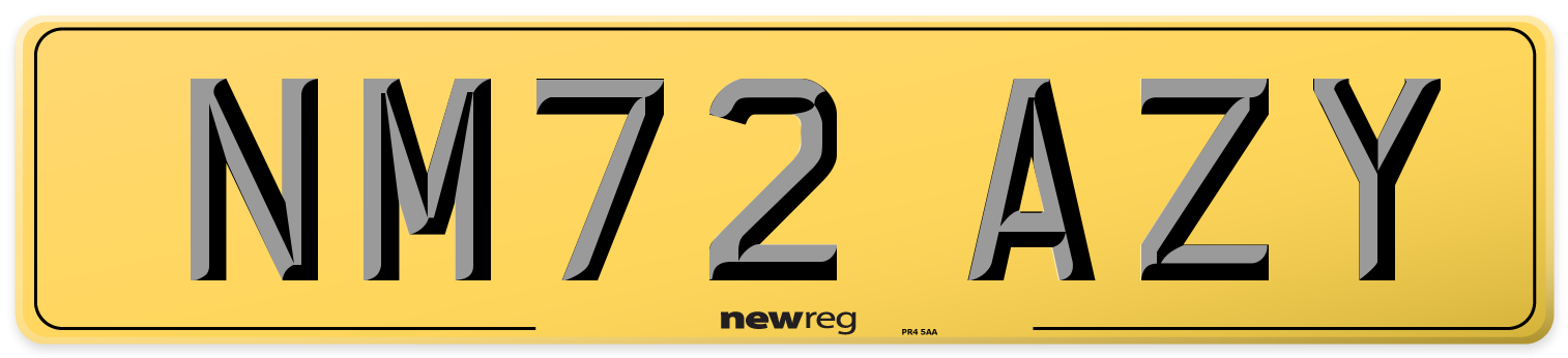 NM72 AZY Rear Number Plate