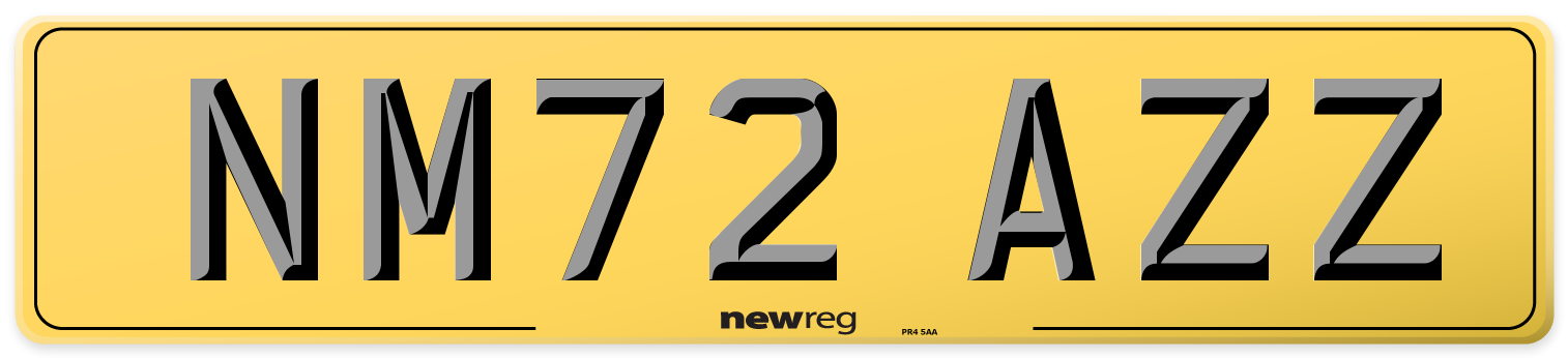 NM72 AZZ Rear Number Plate