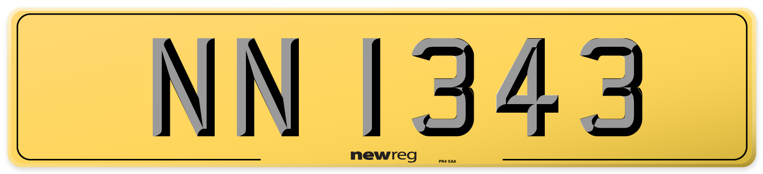 NN 1343 Rear Number Plate