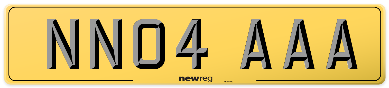 NN04 AAA Rear Number Plate