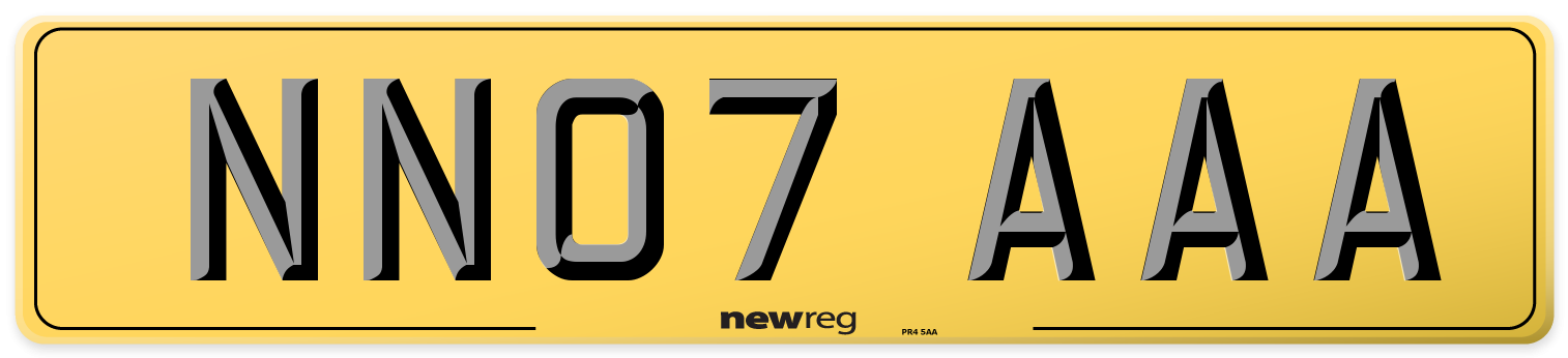 NN07 AAA Rear Number Plate