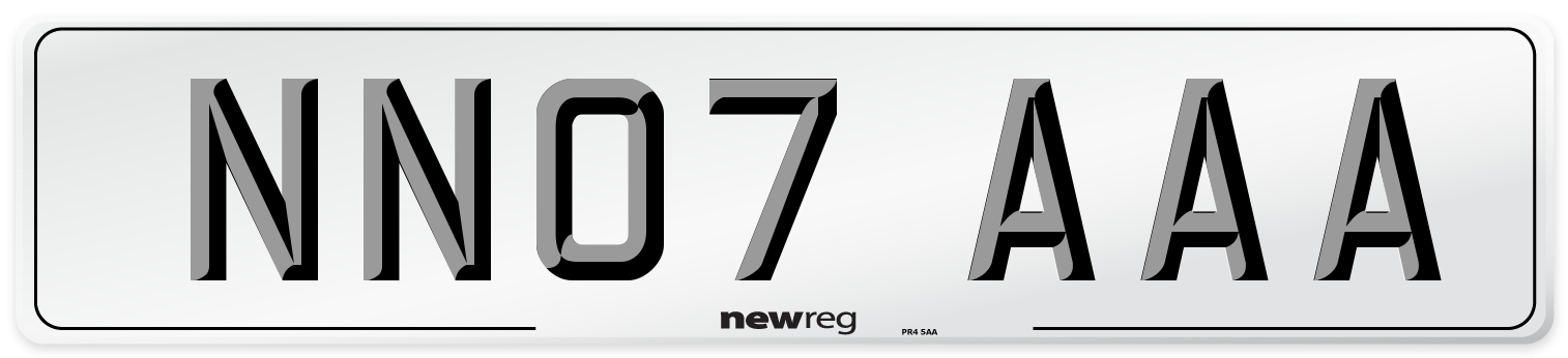 NN07 AAA Front Number Plate