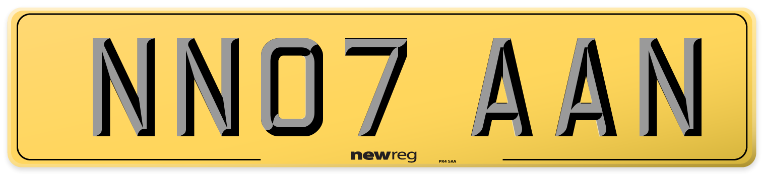 NN07 AAN Rear Number Plate