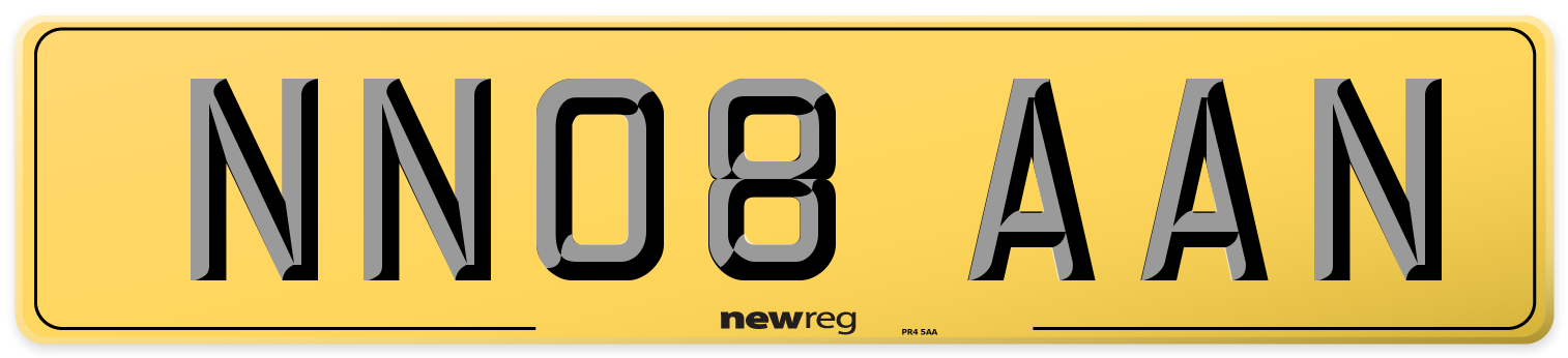 NN08 AAN Rear Number Plate