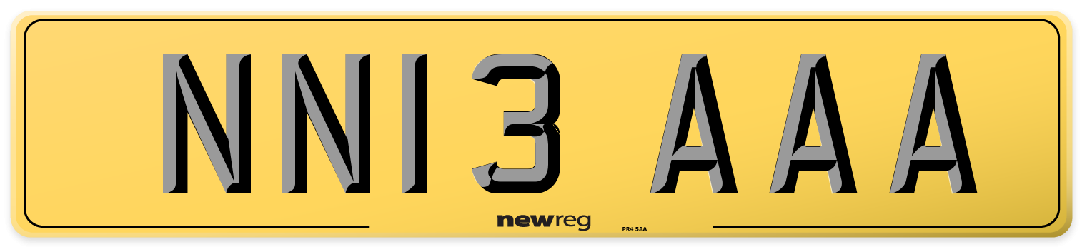 NN13 AAA Rear Number Plate