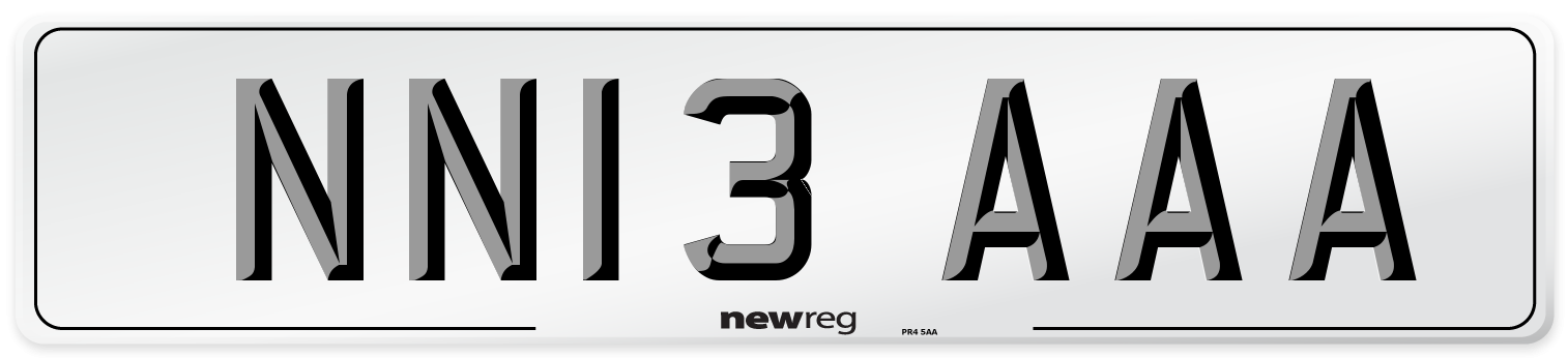 NN13 AAA Front Number Plate