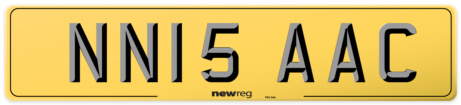 NN15 AAC Rear Number Plate