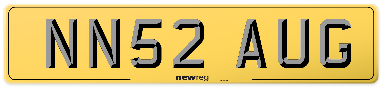 NN52 AUG Rear Number Plate