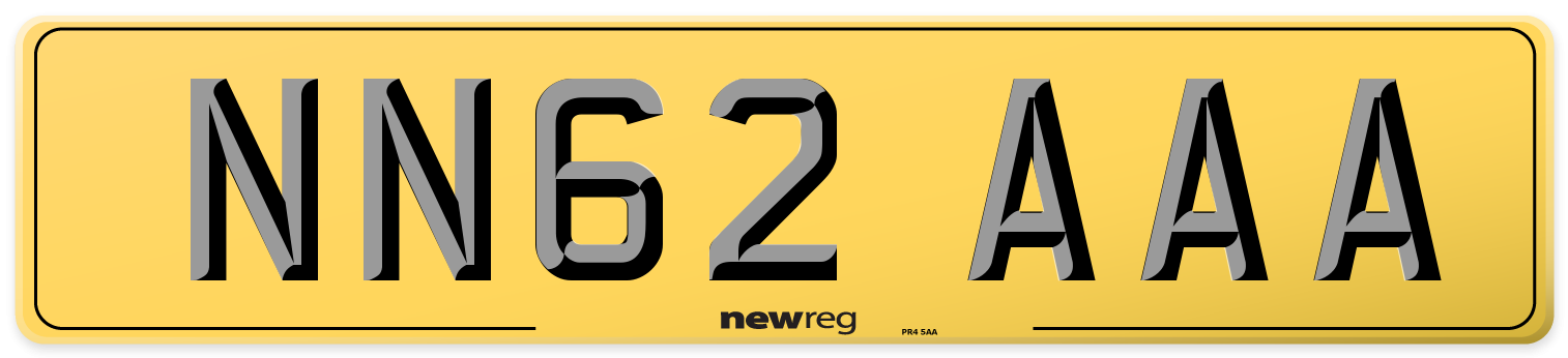 NN62 AAA Rear Number Plate