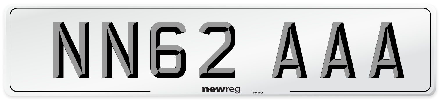 NN62 AAA Front Number Plate