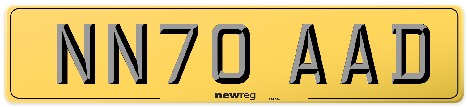NN70 AAD Rear Number Plate