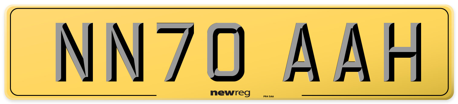 NN70 AAH Rear Number Plate