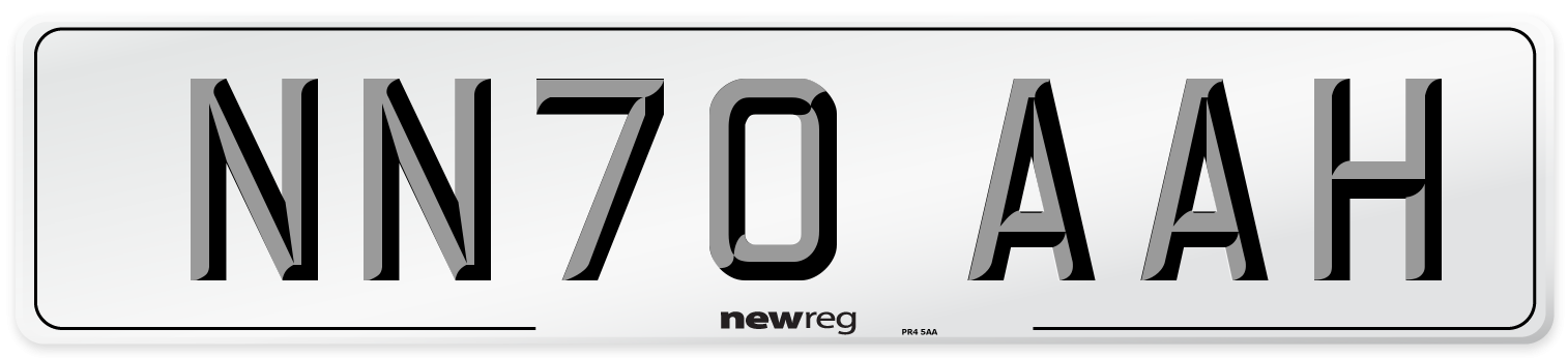 NN70 AAH Front Number Plate
