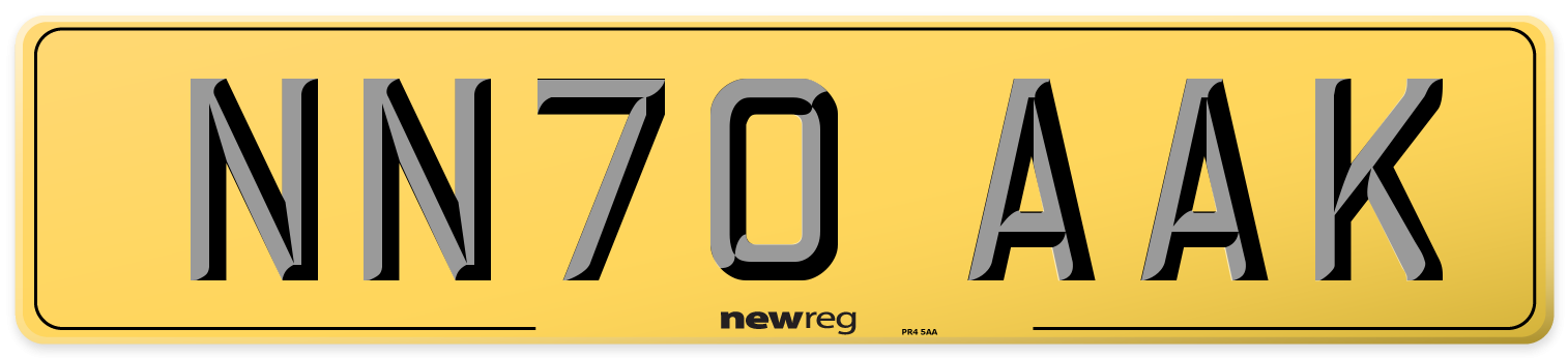NN70 AAK Rear Number Plate