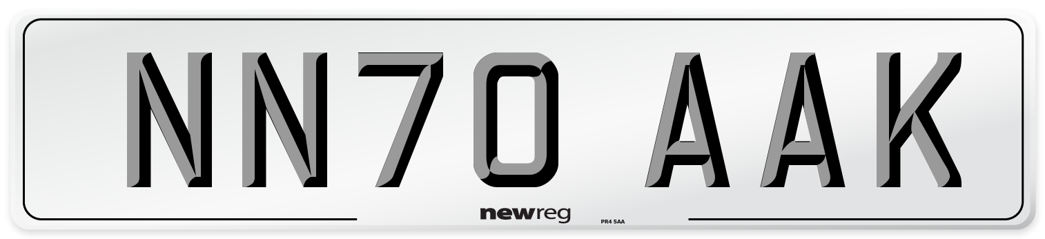 NN70 AAK Front Number Plate