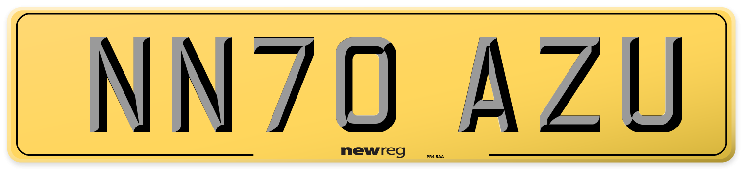 NN70 AZU Rear Number Plate