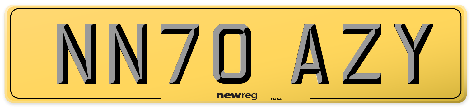 NN70 AZY Rear Number Plate