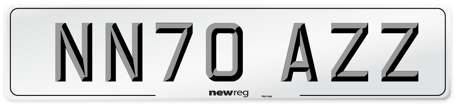 NN70 AZZ Front Number Plate