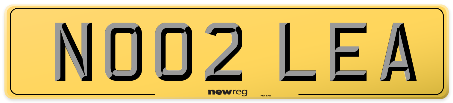 NO02 LEA Rear Number Plate