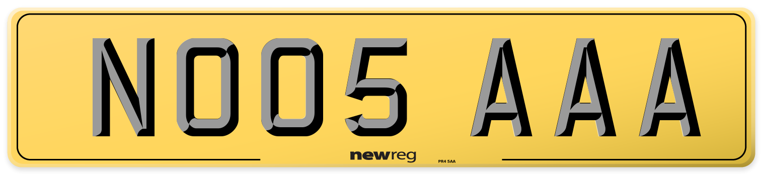 NO05 AAA Rear Number Plate
