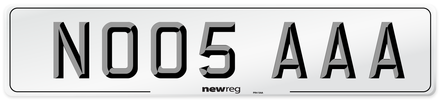 NO05 AAA Front Number Plate