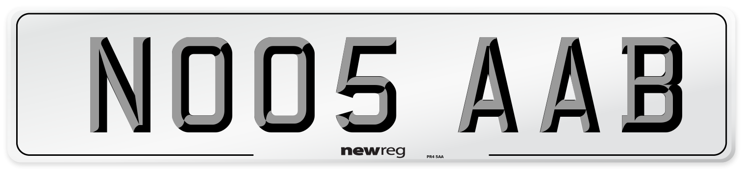 NO05 AAB Front Number Plate
