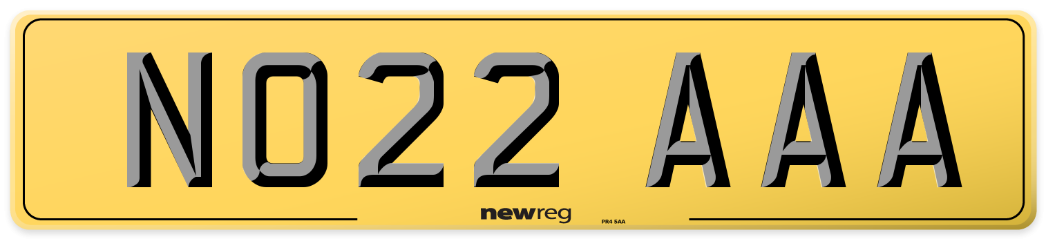 NO22 AAA Rear Number Plate