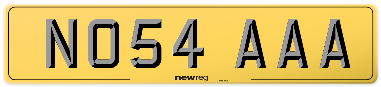 NO54 AAA Rear Number Plate