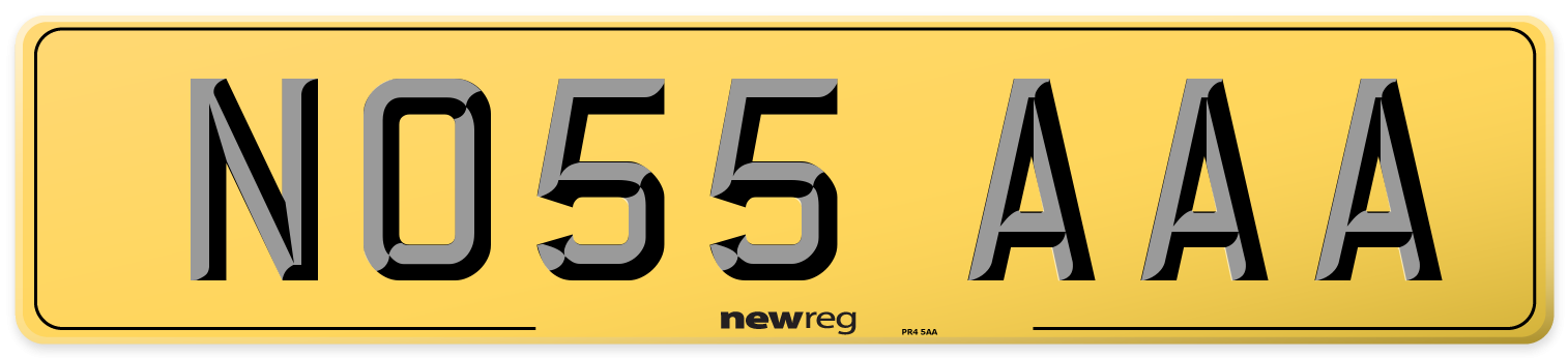 NO55 AAA Rear Number Plate