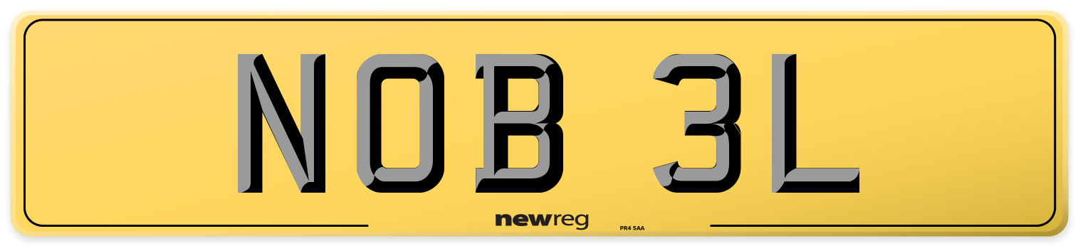 NOB 3L Rear Number Plate