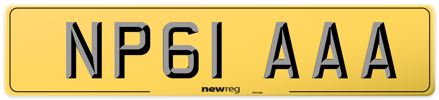 NP61 AAA Rear Number Plate