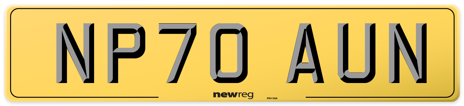 NP70 AUN Rear Number Plate