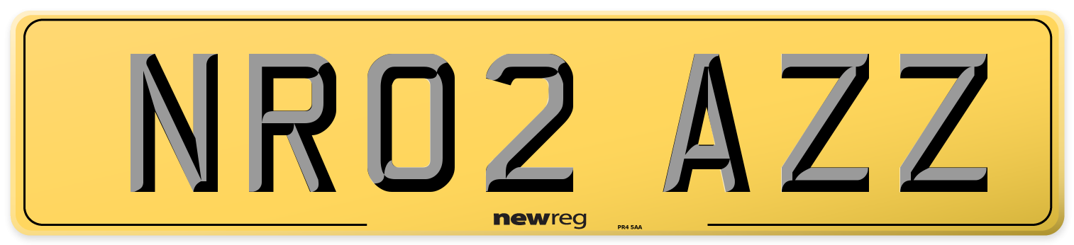 NR02 AZZ Rear Number Plate