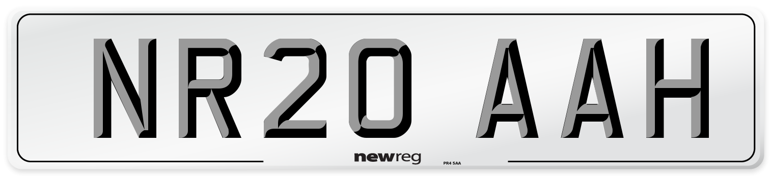 NR20 AAH Front Number Plate