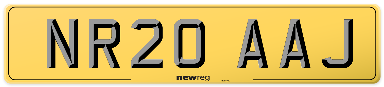 NR20 AAJ Rear Number Plate