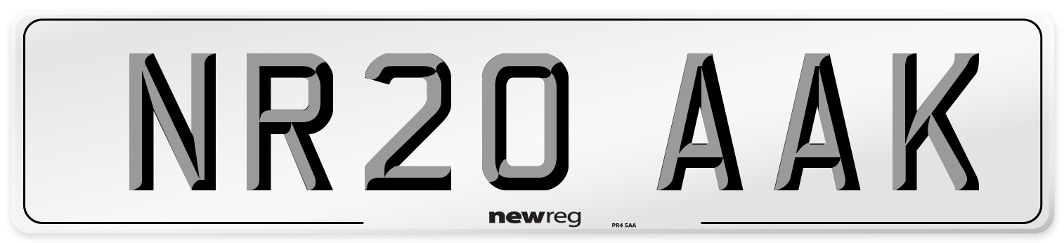NR20 AAK Front Number Plate