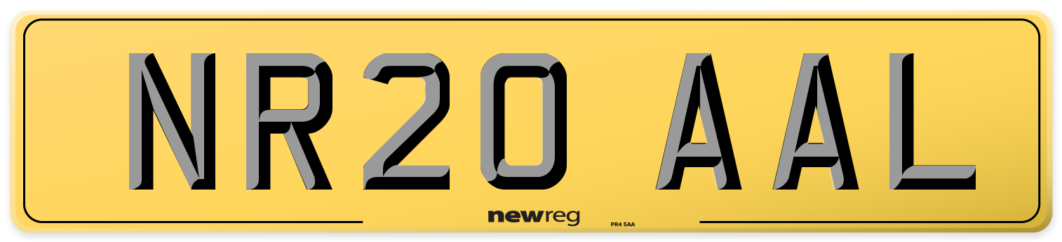 NR20 AAL Rear Number Plate