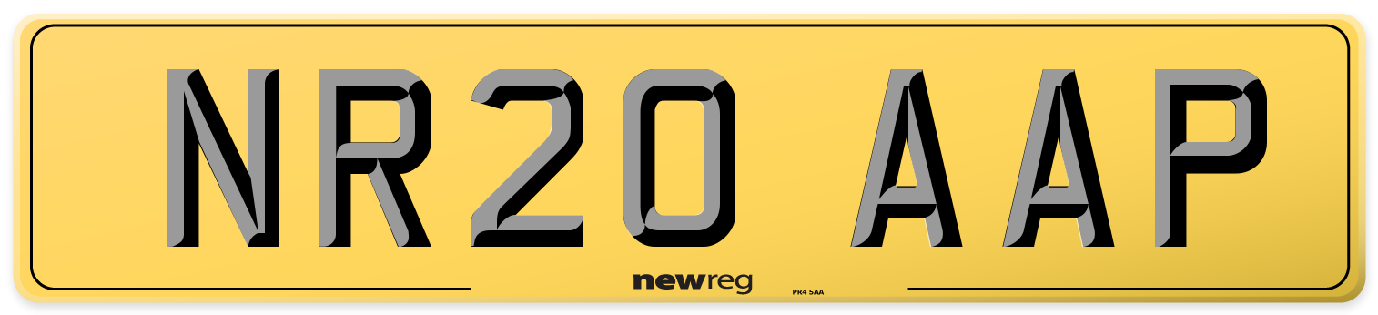 NR20 AAP Rear Number Plate