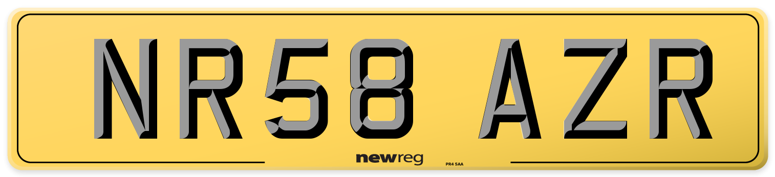 NR58 AZR Rear Number Plate
