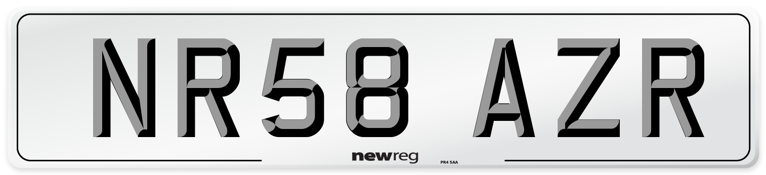 NR58 AZR Front Number Plate