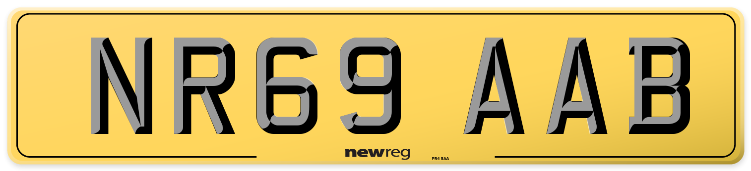 NR69 AAB Rear Number Plate