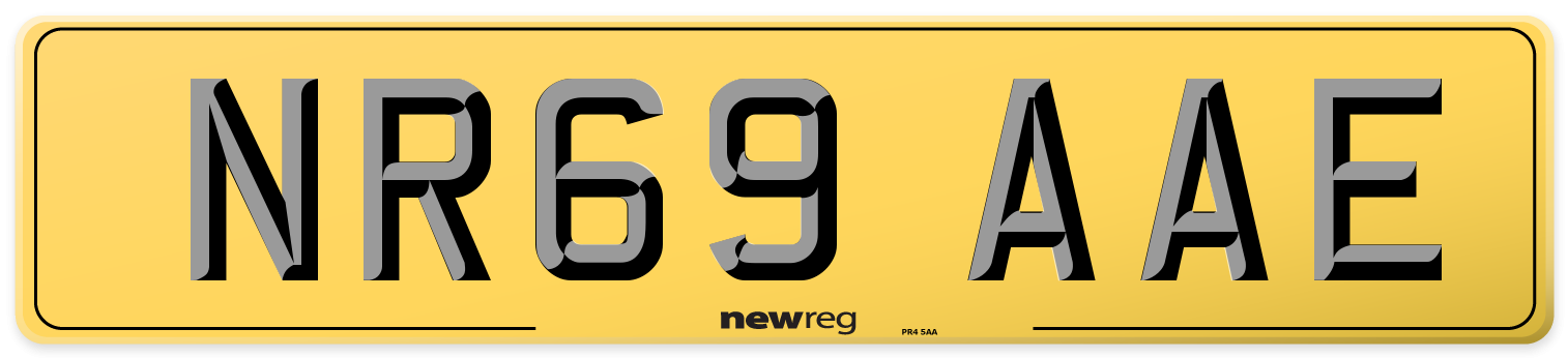 NR69 AAE Rear Number Plate